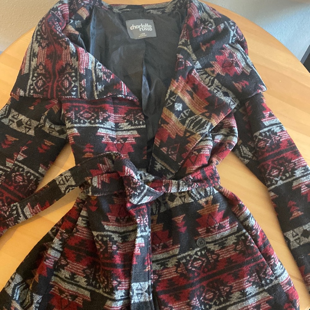 Western print peacoat